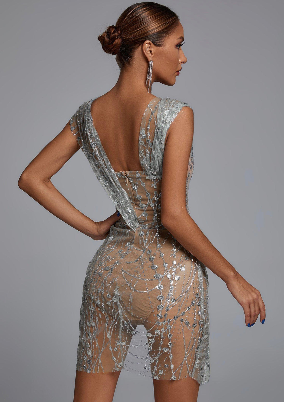 SEYDA Glitzer-Netzkleid
